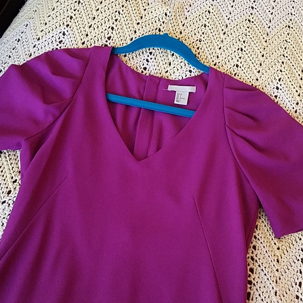 Magenta V-neck Dress